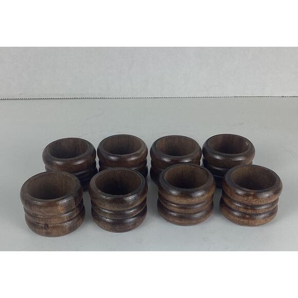 Vintage Wood Napkin Rings Lot of 8 Table Decor Retro - Picture 1 of 4